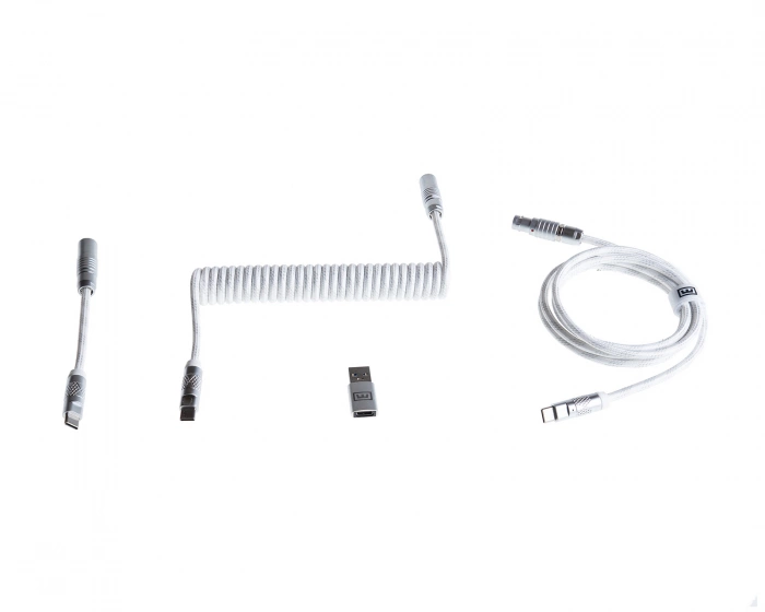 Wooting Detachable USB-C Coiled/Straight Cable Set - Just White